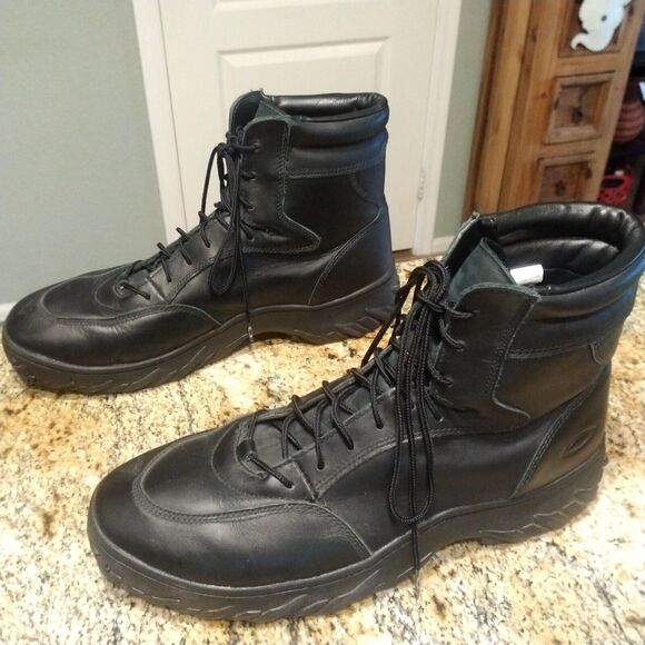 RARE OAKLEY SI BLACK LEATHER BOOTS Mens 14 Elite Special Forces Tactical Shoes - Picture 1 of 12